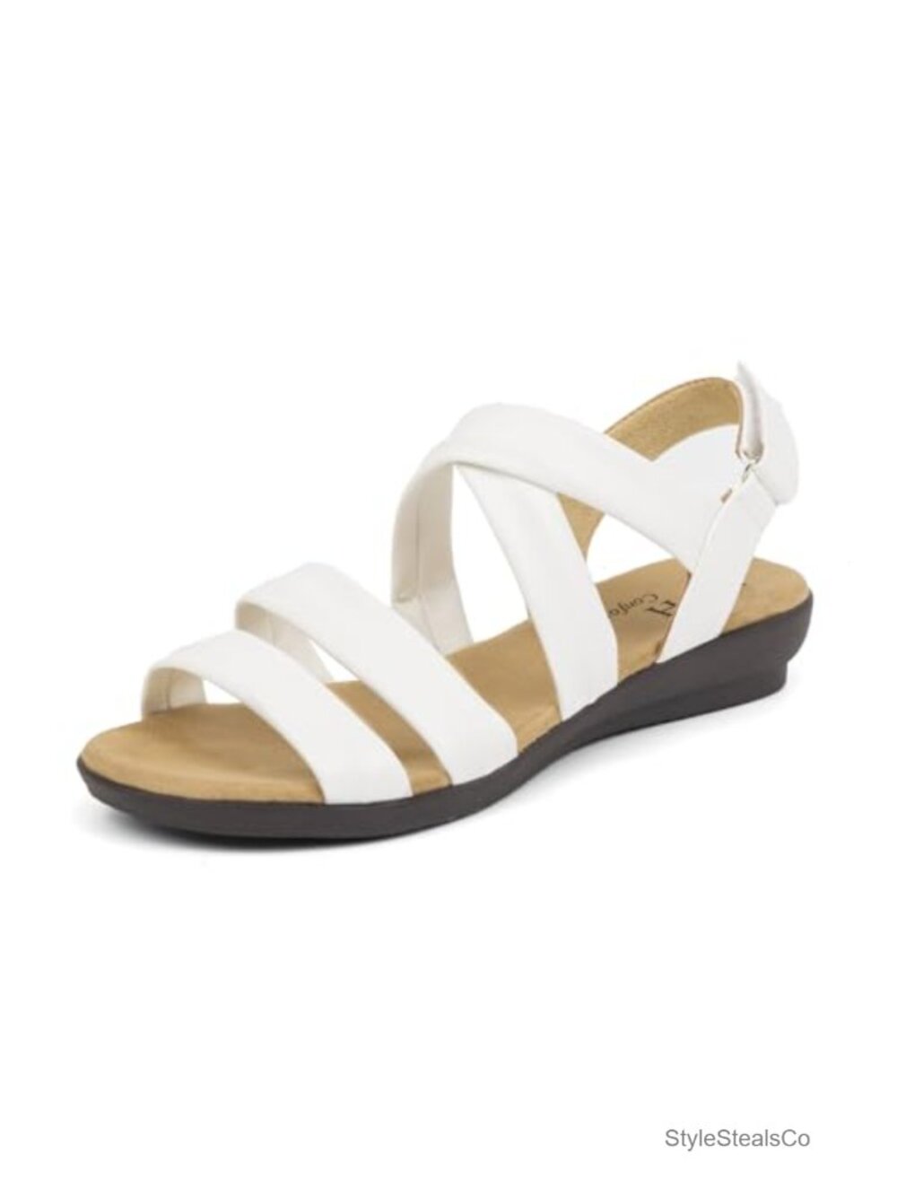 Women's Faux Leather Faux Suede Open Toe Slip-On Flat Sandals
